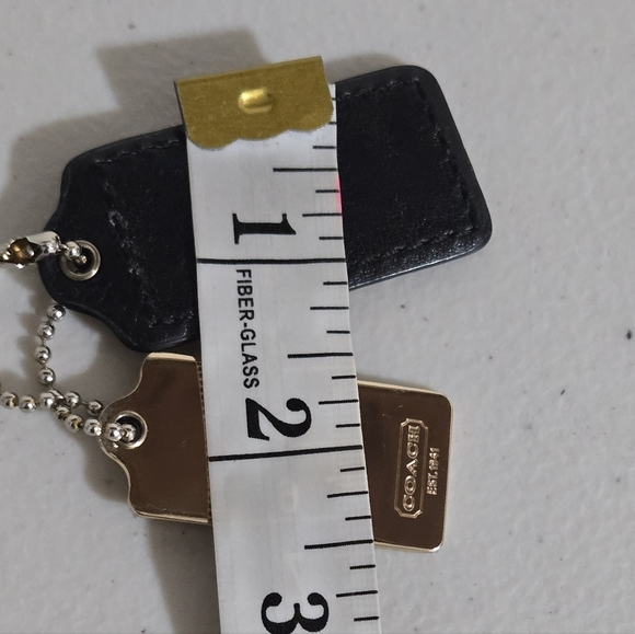 Coach Black Leather and Gold Tag Keychain - Picture 6 of 7